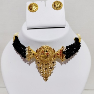 Black Beads Choker Fancy Circle Design - Imitation Jewelry