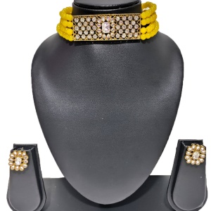 KUS80-Y Collar Necklace Set with Earrings, Choker set for Women