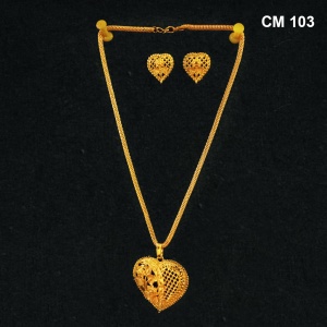 CM103 Imitation Jewelry - Indian Traditional Earring and Pendent Set Gold Plated