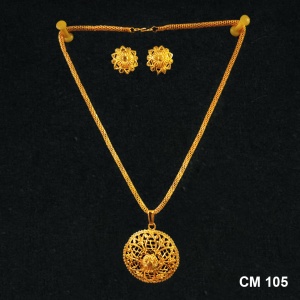 CM105 Indian Golden Pendent Jewelry Set with Earrings - Jewelry Set For Women and Girls