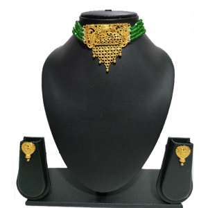 SM42 Green Beads Choker Design for Traditional Wear